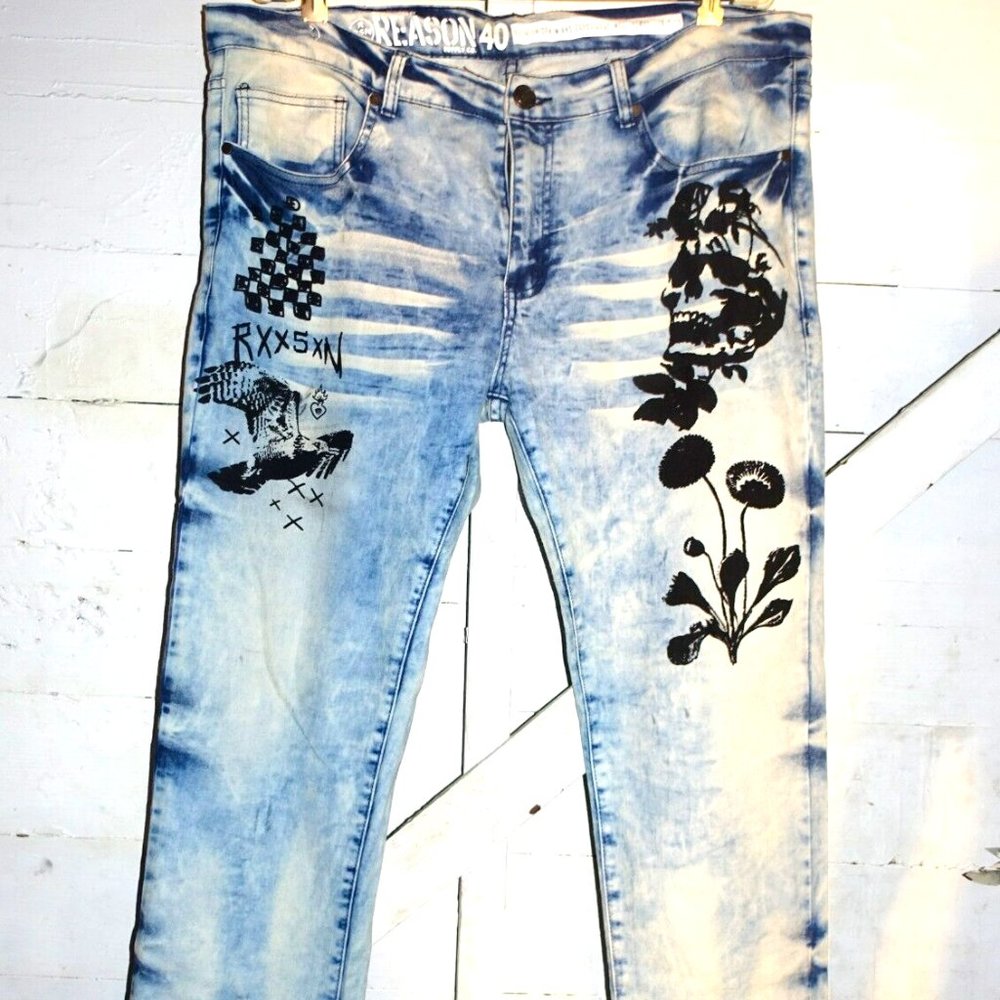 Reason Tie-Dye Blue Jeans 40